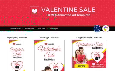 Banner animado de compras de venta de San Valentín