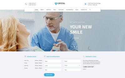 Crystal - Dentistry Clean Bootstrap HTML-målsidesmall