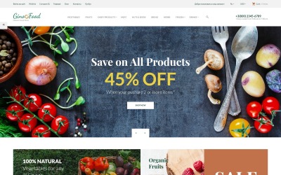 GinoFood - Obchod s organickými potravinami Čistý PrestaShop motiv