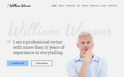 Responsive William Weaver - Author Classic Bootstrap HTML Landing Page Template Açılış Sayfası #77211