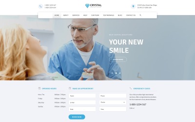 Reszponzív Crystal - Dentistry Clean Bootstrap HTML Landing Page Template Nyítóoldal sablon 77209