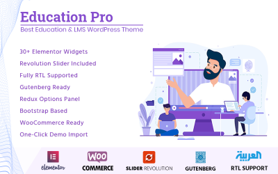 Modello WordPress Responsive #77372 "Education Pro - Best Education & LMS"