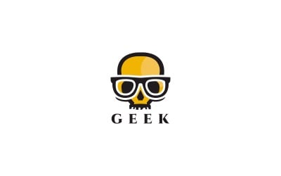 Modello di logo del teschio geek