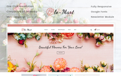 Responzivní OpenCart šablona "FloMart Flowers Shop" #77635