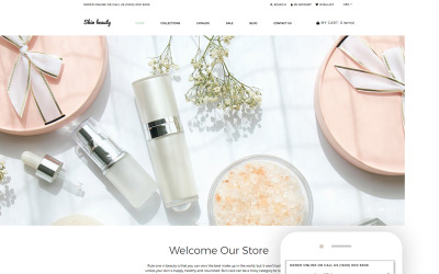 Reszponzív Skin beauty - Cosmetics Store Clean Shopify sablon 77630