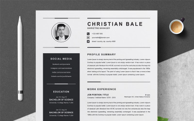 Christian Bale - modelo de currículo