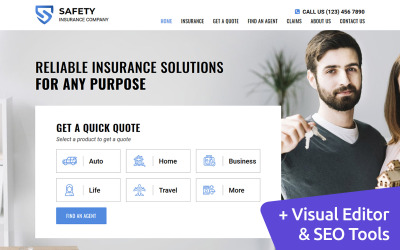 Güvenlik - Sigorta Şirketi Moto CMS 3 Şablonu