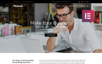Proman - Üzleti többcélú, modern WordPress Elementor téma