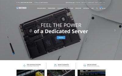 "Hostinged - Hosting Reliable Clean" - адаптивний OpenCart шаблон №77895
