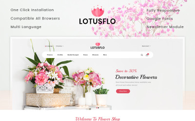 "Lotusflo - Flowers Store" - адаптивний OpenCart шаблон №77881