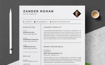 Modello di curriculum di Zander Rohan
