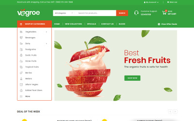 Template OpenCart #77851 "Vegroe - Grocery Shop"