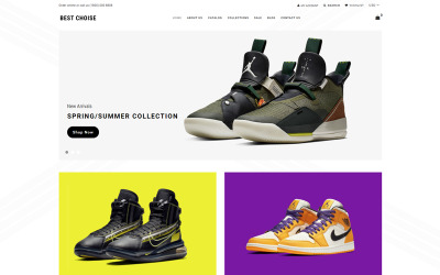 Bästa valet - Skobutik Rent Shopify-tema