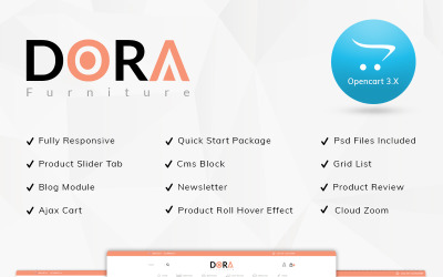 Reszponzív Dora Furniture Shop OpenCart Template OpenCart sablon 77967