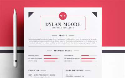 Modelo de currículo de Dylan Moore