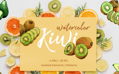 Kiwi Verde Fresco Acuarela Png - Ilustración