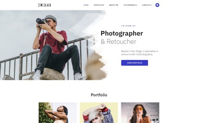 Responsivt Lee - Photographer Portfolio Minimal HTML5 Landing Page Template Landing Page-mall #78061
