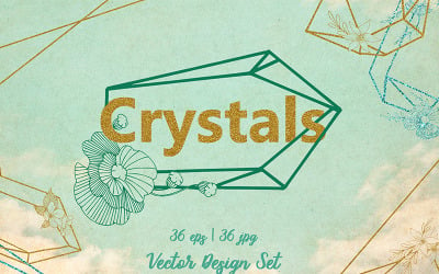Magische kristallen vector ontwerpset - illustratie