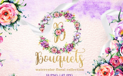 Bright Bouquets Watercolor Png - Illustration