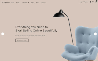 Detalirum - Möbeldesign E-handel Minimal Elementor WooCommerce-tema