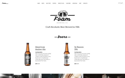 Foam - Beer Pub ECommerce Jedna stránka Modern Elementor WooCommerce Theme