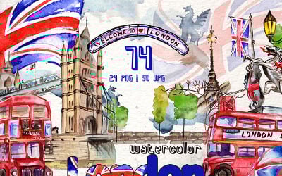 London Watercolour png - Illustrazione