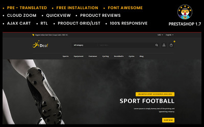 Responsive Deaf Stationary & Sports Store Prestashop #78233