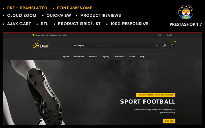 Reszponzív Deaf Stationary & Sports Store PrestaShop sablon 78233