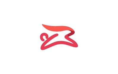 Modello di logo di coniglio rosso