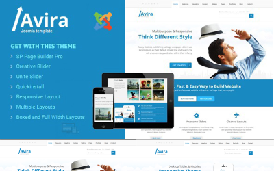 Avira – адаптивний багатоцільовий шаблон Joomla 5