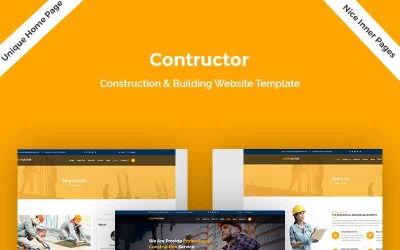 Plantilla de página de aterrizaje de constructor-construcción y edificio