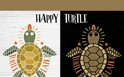 Šťastná želva - ilustrace