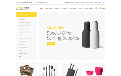 CookKingo - Modello OpenCart pulito per forniture da cucina