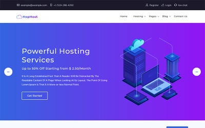 HopHost - Modello di sito web aziendale di hosting di domini