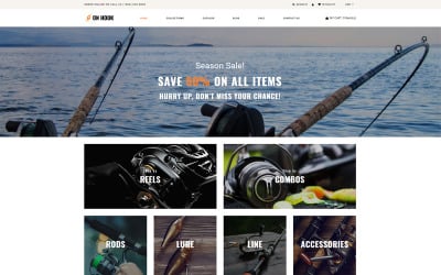 On Hook - Tema Shopify pulito multipagina di pesca
