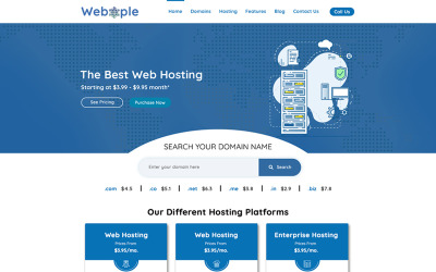Webople – Domain és tárhely PSD-sablon
