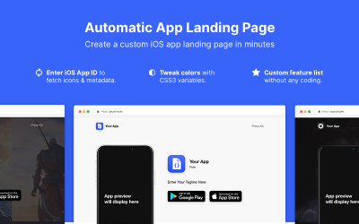 Modèle de page de destination d'application automatique