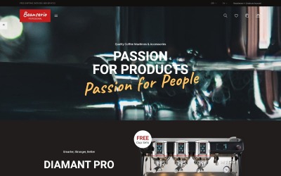 Beanserio - Магазин профессиональных кофемашин Чистый Bootstrap Тема Ecommerce PrestaShop