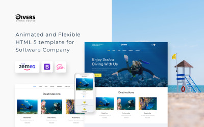 Dykare - Dykcenter Flersidig klassisk HTML-webbplatsmall