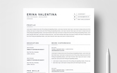 Plantilla de CV de Erina Valentina
