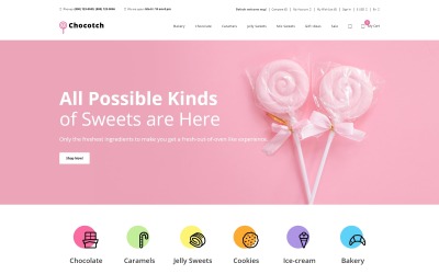 Chocotch - Креативный OpenCart шаблон для электронной коммерции Sweet Shop