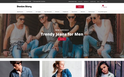 Denim Story - Modello OpenCart pulito per l&amp;#39;e-commerce di jeans