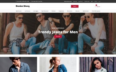 Джинсова історія - Шаблон чистої OpenCart для електронної комерції джинсів