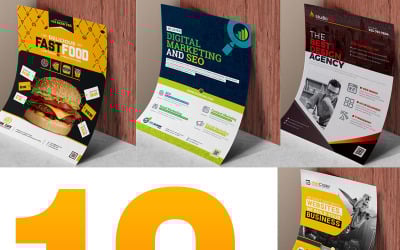 Flyer Template Bundle | 10 Flyer Design Corporate Identity Template Template de Identidade Corporativa №79030