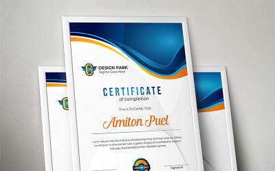 Modello di certificato di completamento di Amiton
