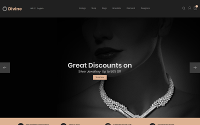 Modello PrestaShop Responsive #79271 "Divine - Jewellery Black PrestaShop Theme"