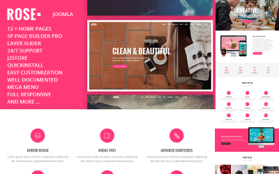 Rose - Responsive One Page Joomla 4 Template