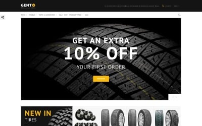Gento - Tema limpio de 3 diseños de ruedas y neumáticos de comercio electrónico para Magento