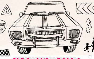 66 Transporte - Automóviles y bocetos de carreteras - Ilustración