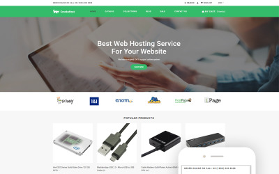 Responsivt Crocko Host - Hosting E-commerce Clean Shopify-tema #79420